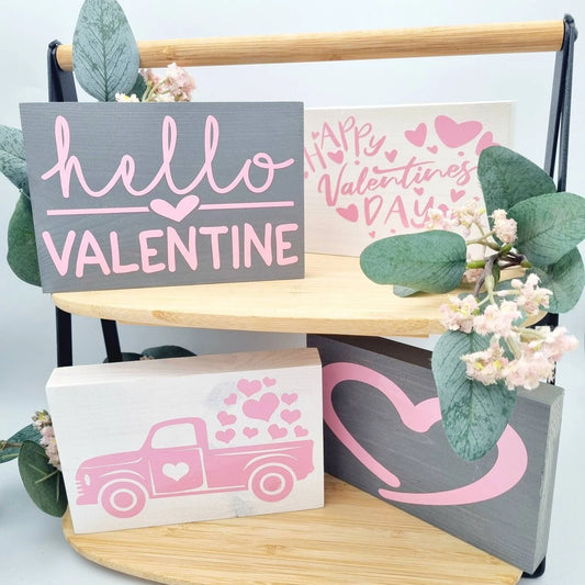 Valentines day wooden tiered tray mini sign decorations