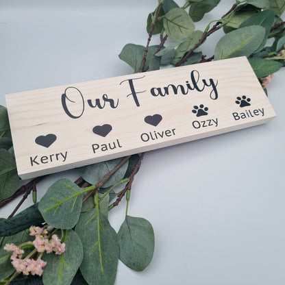 Personalised Wood Sign Our Family