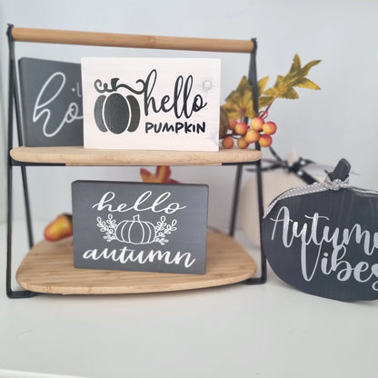 Decorative Autumn Mini Wooden Sign for Tiered Tray Decor