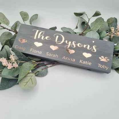 Personalised Family Name Wooden Sign