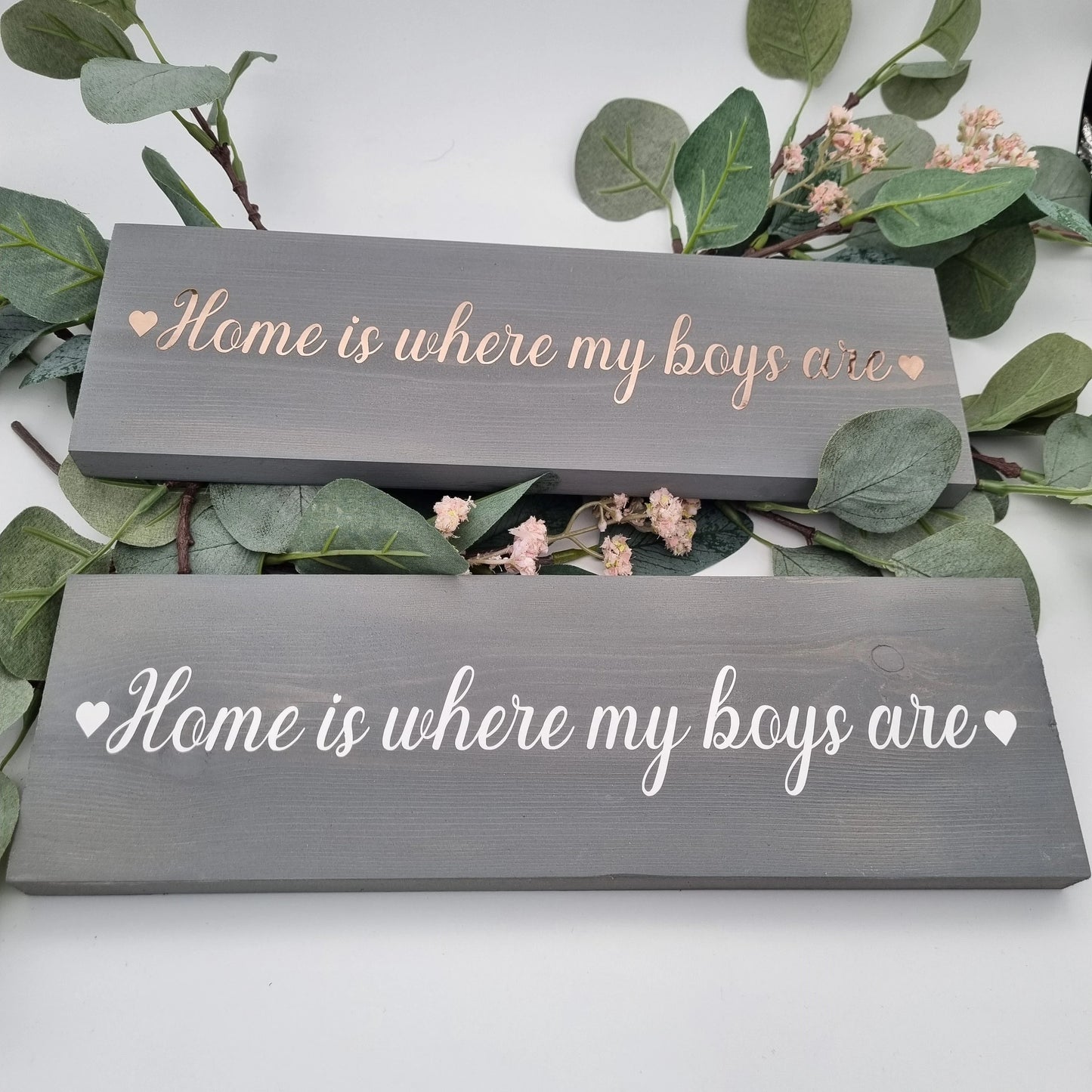 Customised Home is Where My girls are wooden family name sign, Home is Where My Boys are