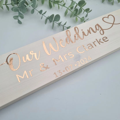 Our wedding personalised wooden sign