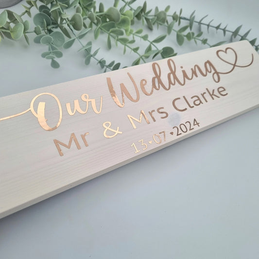 Our wedding personalised wooden sign
