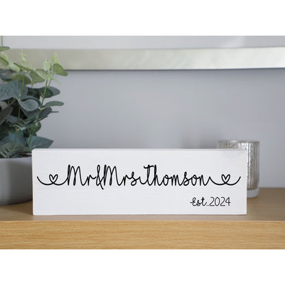 Mr and Mrs Sign Personalised Sign, 5th Wedding Anniversary Gift