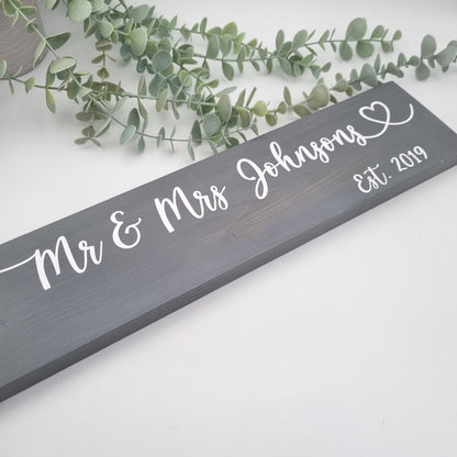 Mr and Mrs Personalised Wooden Sign, Handmade to order