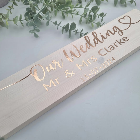 Our wedding personalised wooden sign