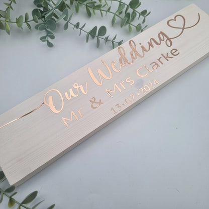 Our wedding personalised wooden sign