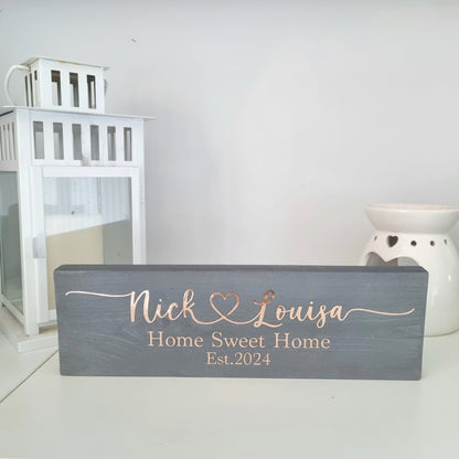 Personalised Home Sweet Home Wooden Plaque for New Home Gift