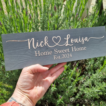 Personalised Home Sweet Home Wooden Plaque for New Home Gift