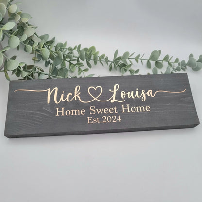 Personalised Home Sweet Home Wooden Plaque for New Home Gift