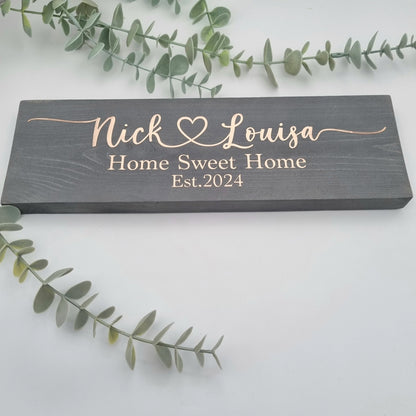 Personalised Home Sweet Home Wooden Plaque for New Home Gift