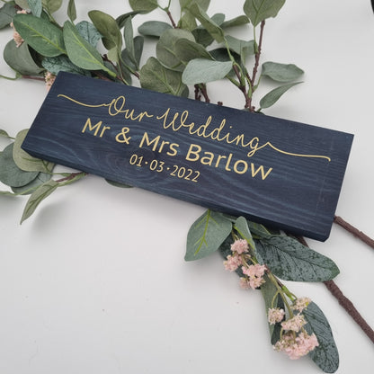 Our Wedding personalised Mr and Mrs sign with wedding date