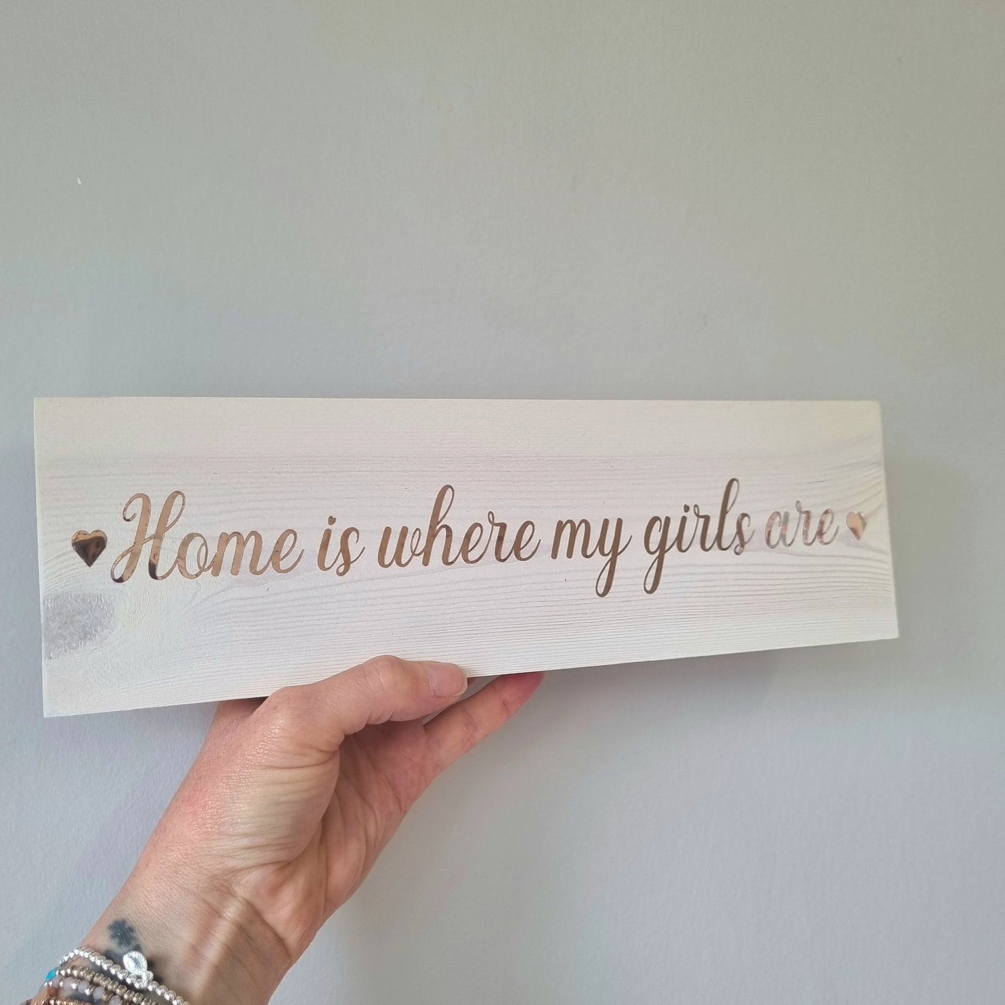 Customised Home is Where My girls are wooden family name sign, Home is Where My Boys are