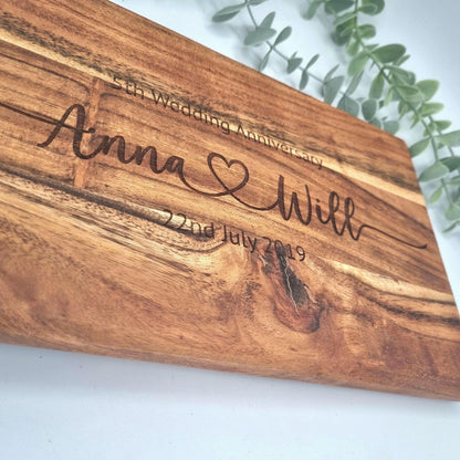 Personalised Engraved Rustic Acacia Wood Chopping Board