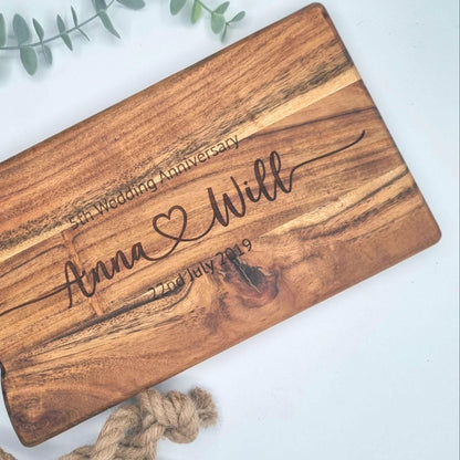 Personalised Engraved Rustic Acacia Wood Serving Board