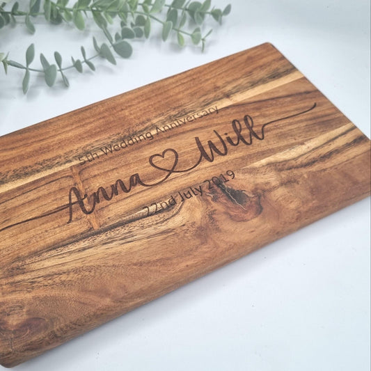 Personalised Engraved Rustic Acacia Wood Serving Board