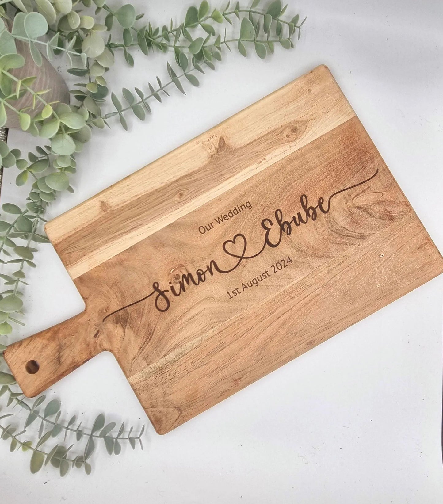 Personalised Engraved Acacia Rustic Wood Serving Board or Chopping Board