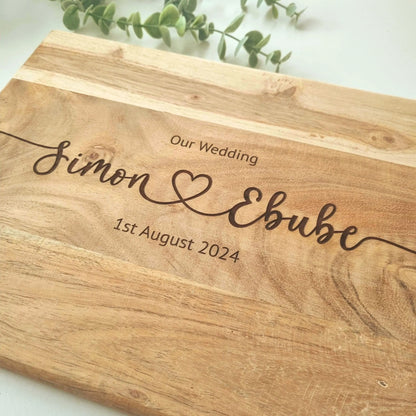 Personalised Engraved Acacia Rustic Wood Serving Board or Chopping Board