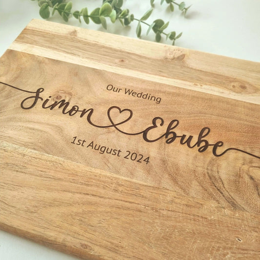 Personalised Engraved Acacia Rustic Wood Serving Board or Chopping Board