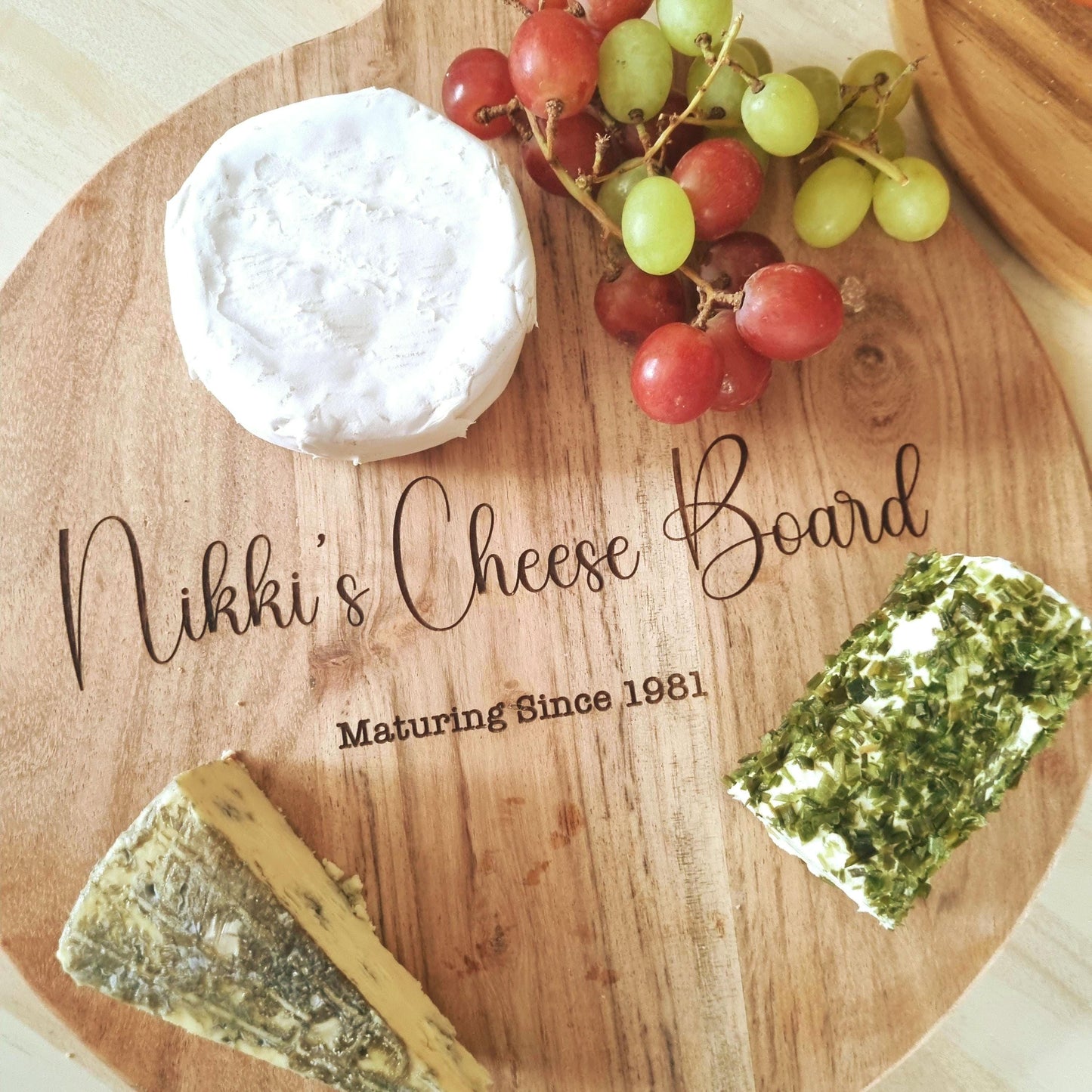 Personalised Cheese Board Serving Platter made from Rustic Acacia Wood
