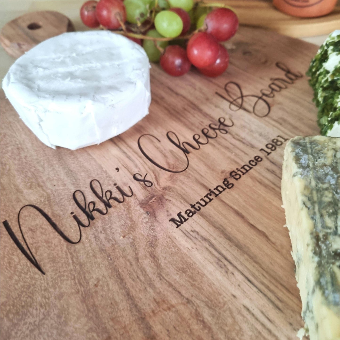 Personalised wooden Cheese Board serving platter - Add your own words