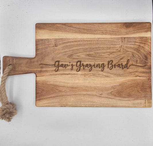 Personalised Engraved Rustic Acacia Wood Grazing Board