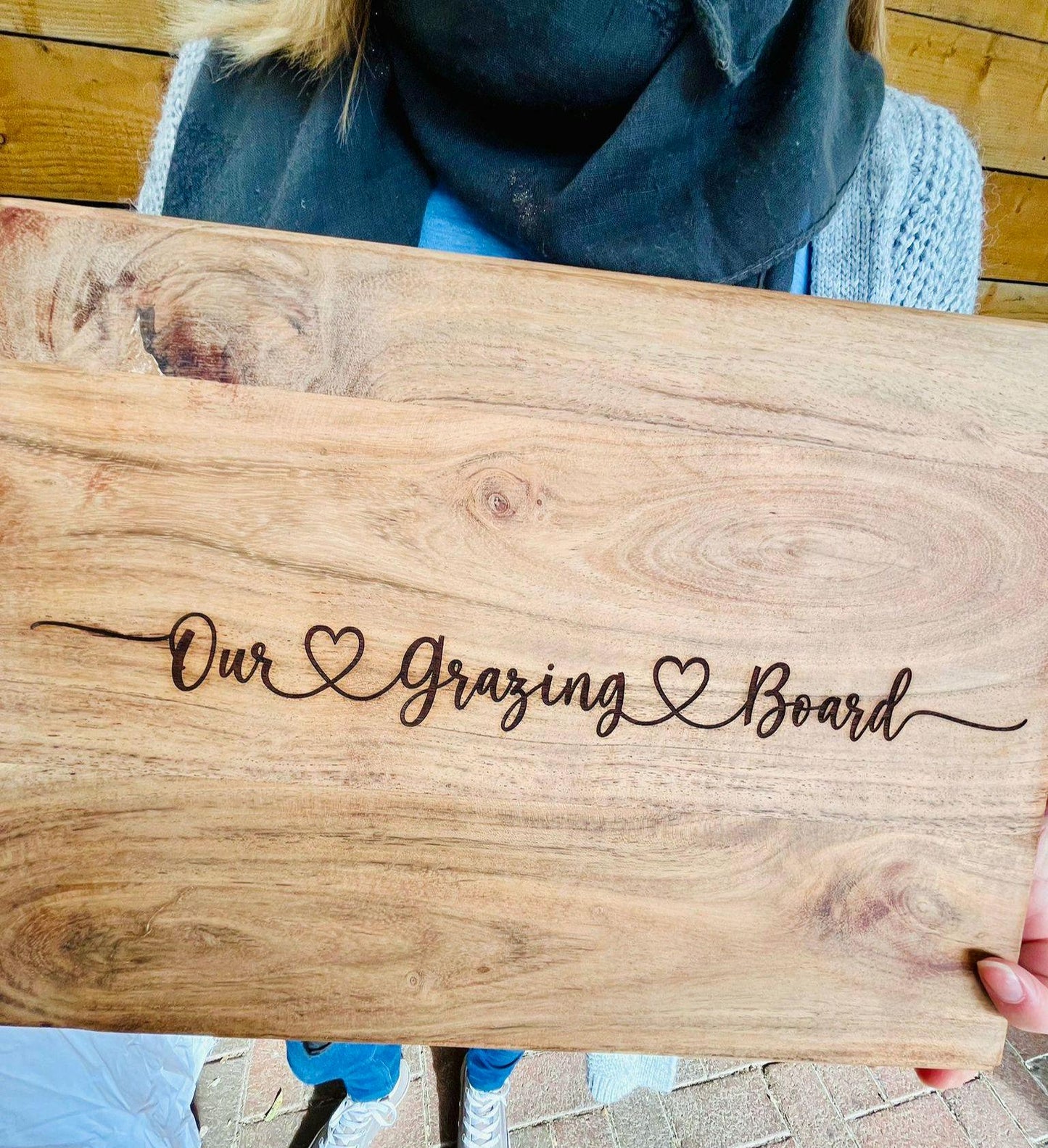 Personalised Engraved Rustic Acacia Wood Grazing Board