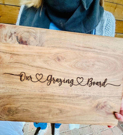 Personalised Engraved Rustic Acacia Wood Grazing Board