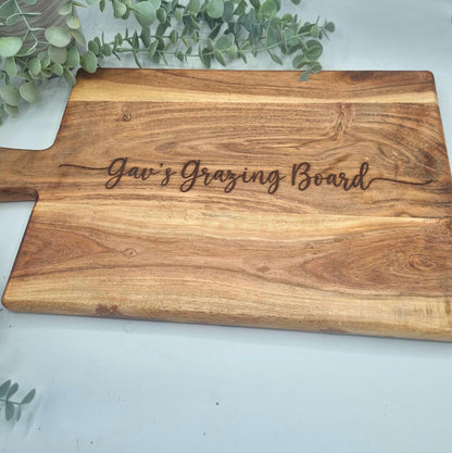 Personalised Engraved Rustic Acacia Wood Grazing Board