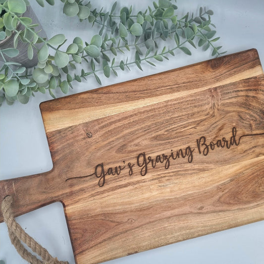 Personalised Engraved Rustic Acacia Wood Grazing Board