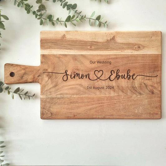 Personalised Engraved Acacia Rustic Wood Serving Board or Chopping Board