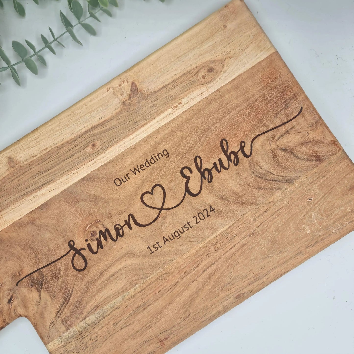 Personalised Engraved Acacia Rustic Wood Serving Board or Chopping Board