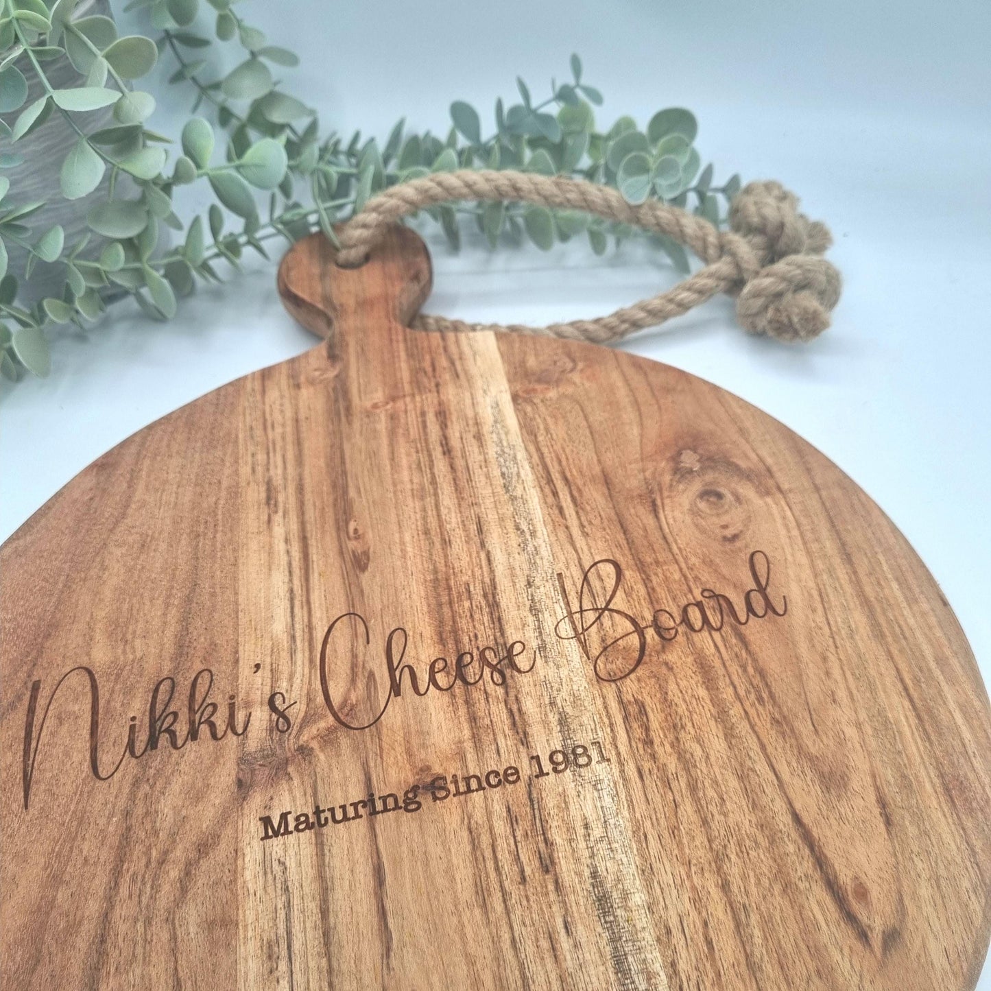 Personalised Cheese Board Serving Platter made from Rustic Acacia Wood