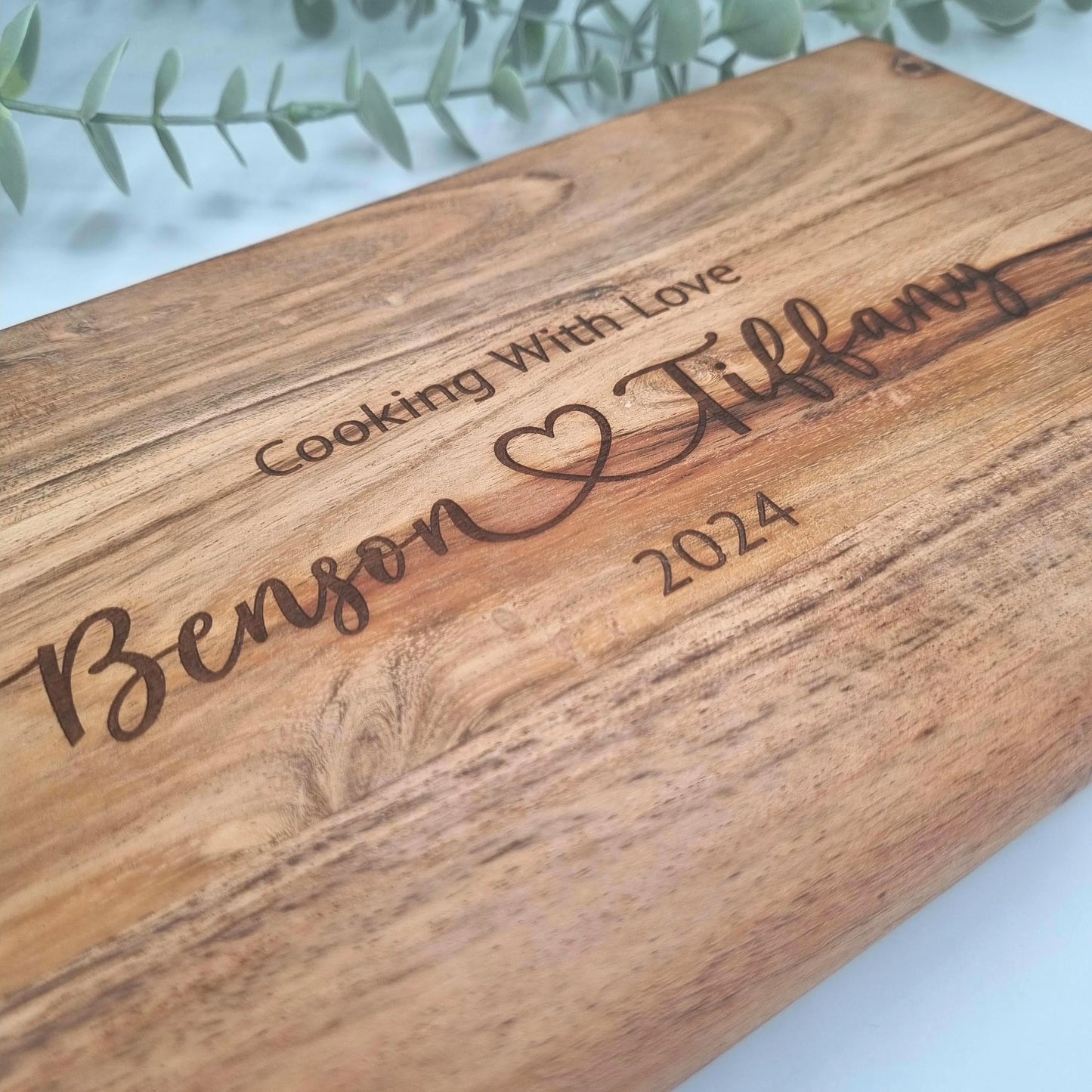 Personalised Engraved Rustic Acacia Wood Chopping Board