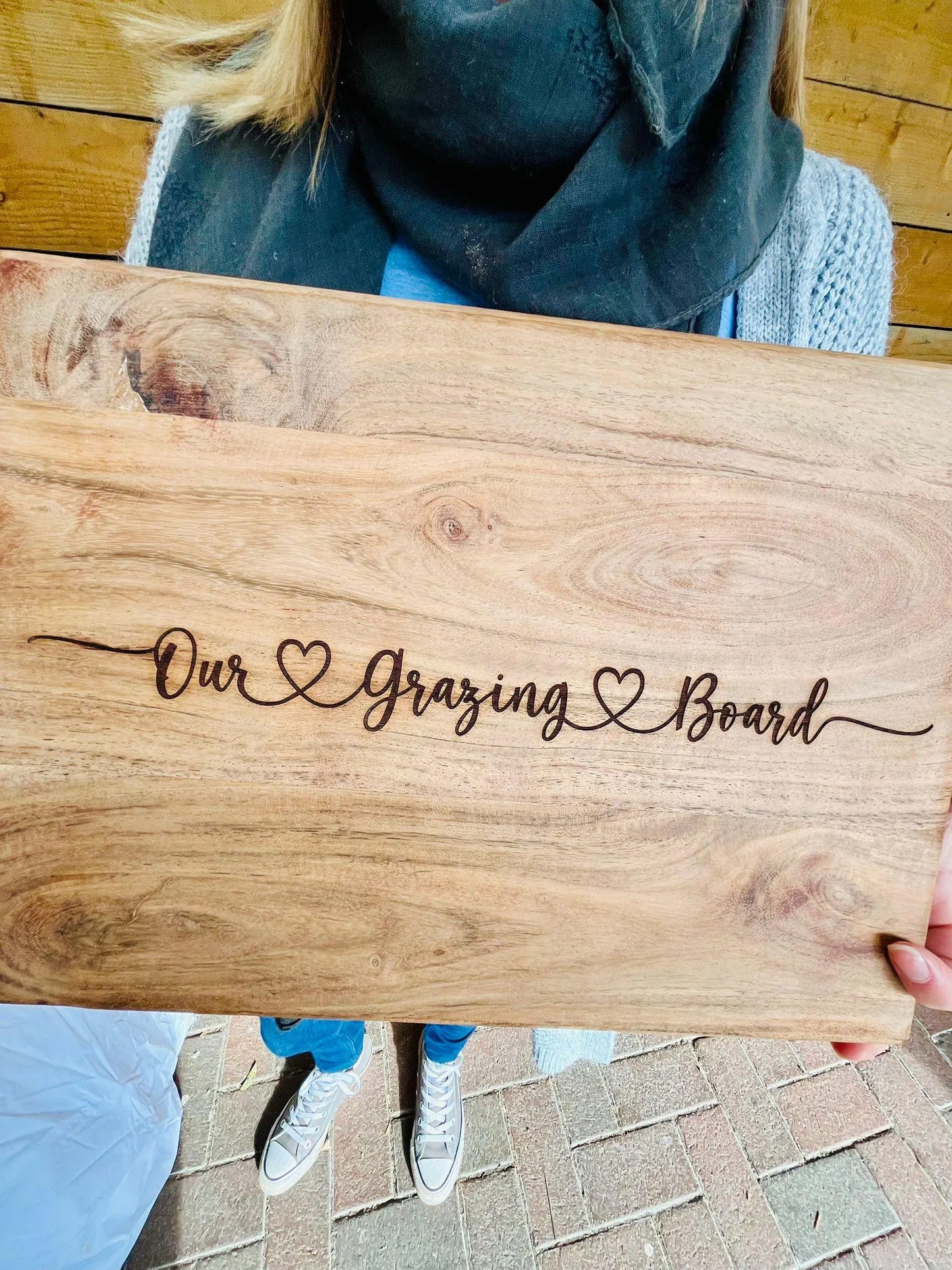 Personalised Engraved Acacia Rustic Wood Serving or Chopping Board - Add your own wording