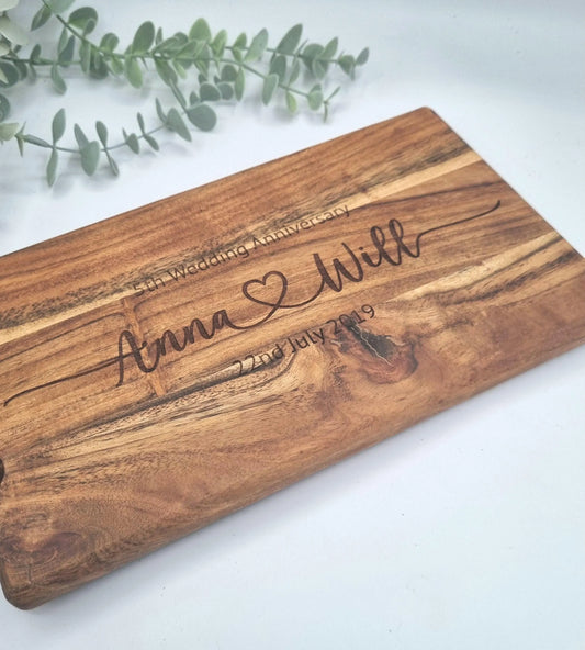 Personalised Engraved Rustic Acacia Wood Chopping Board