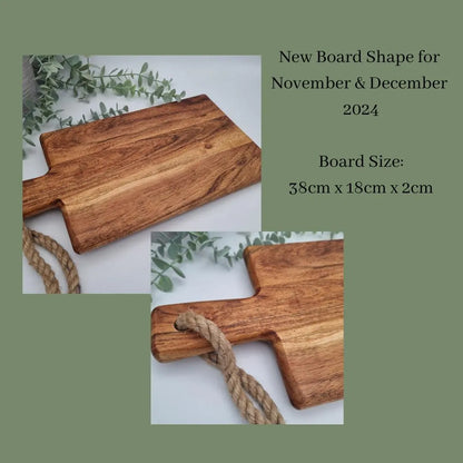Personalised Engraved Acacia Rustic Wood Serving Board or Chopping Board, Charcuterie Board - Add your own wording