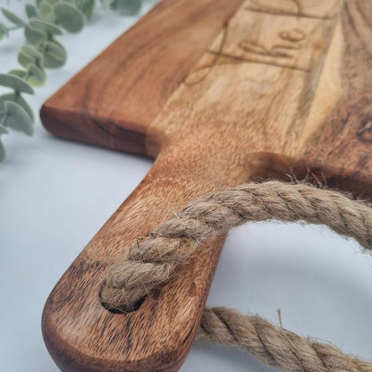 Personalised Engraved Acacia Rustic Wood Serving Board - Add your own wording