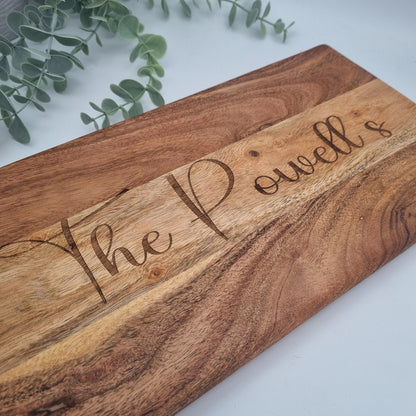 Personalised Engraved Acacia Rustic Wood Serving Board - Add your own wording