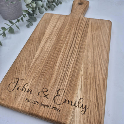 Personalised Rustic Oak Chopping Board -Add your own wording.
