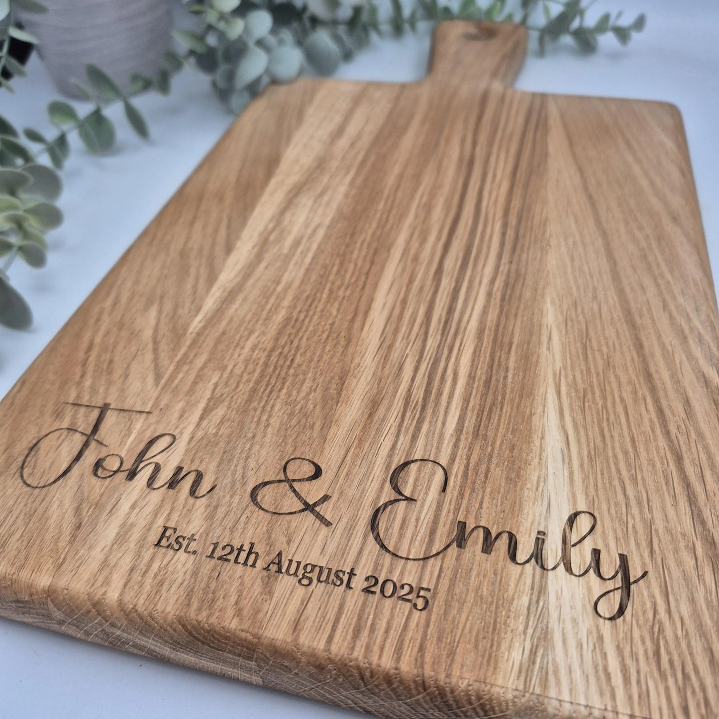 Personalised Rustic Oak Chopping Board -Add your own wording.