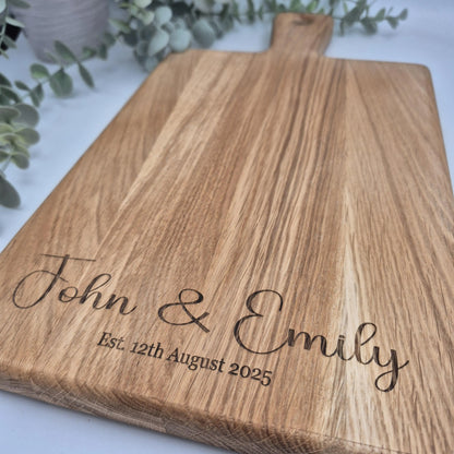 Personalised Rustic Oak Chopping Board -Add your own wording.