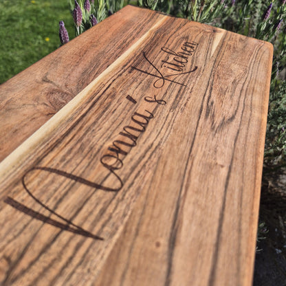Personalised Engraved Acacia Rustic Wood Serving Board - Add your own wording