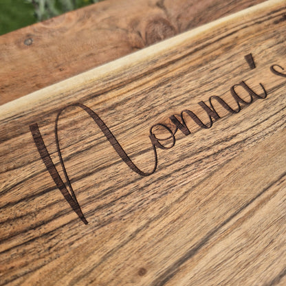 Personalised Engraved Acacia Rustic Wood Serving Board - Add your own wording